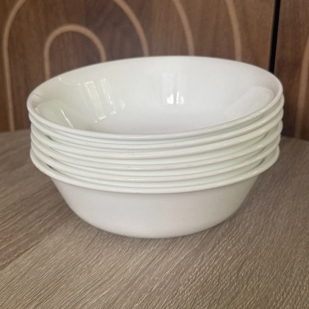 Corelle 6 Vitrelle Winter Frost White Soup Cereal Bowls 6 1/4